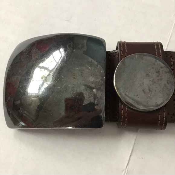 Streets Ahead Belt Italian Leather Wide Brown Handcrafted Heavy Gunmetal Buckle - Picture 3 of 11